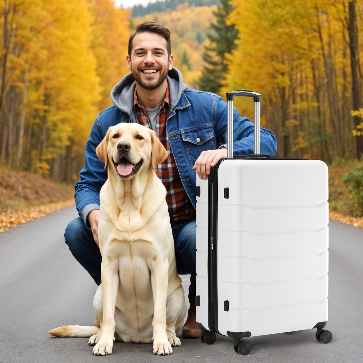 20 Inch White Hardside Carry On Luggage W7249