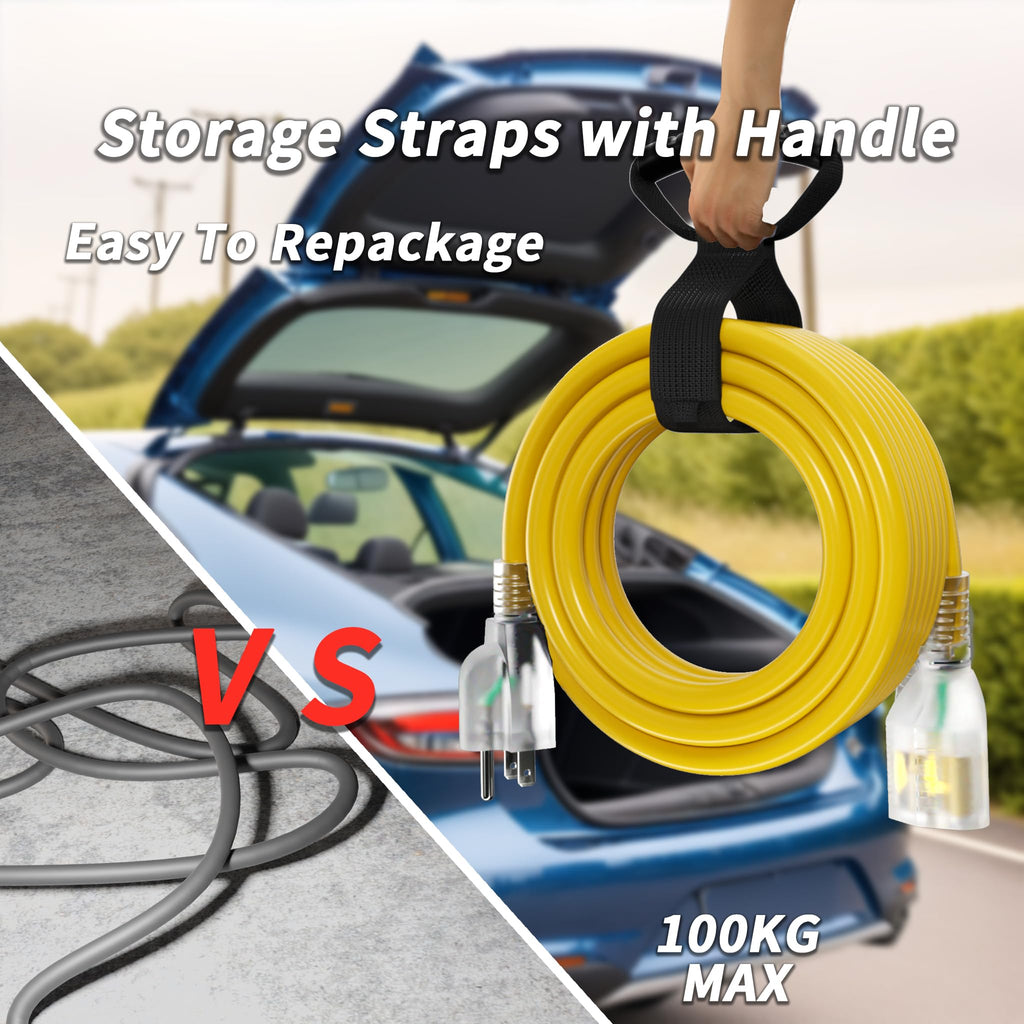 100ft 10 Gauge Waterproof Outdoor Extension Cord Yellow J4251
