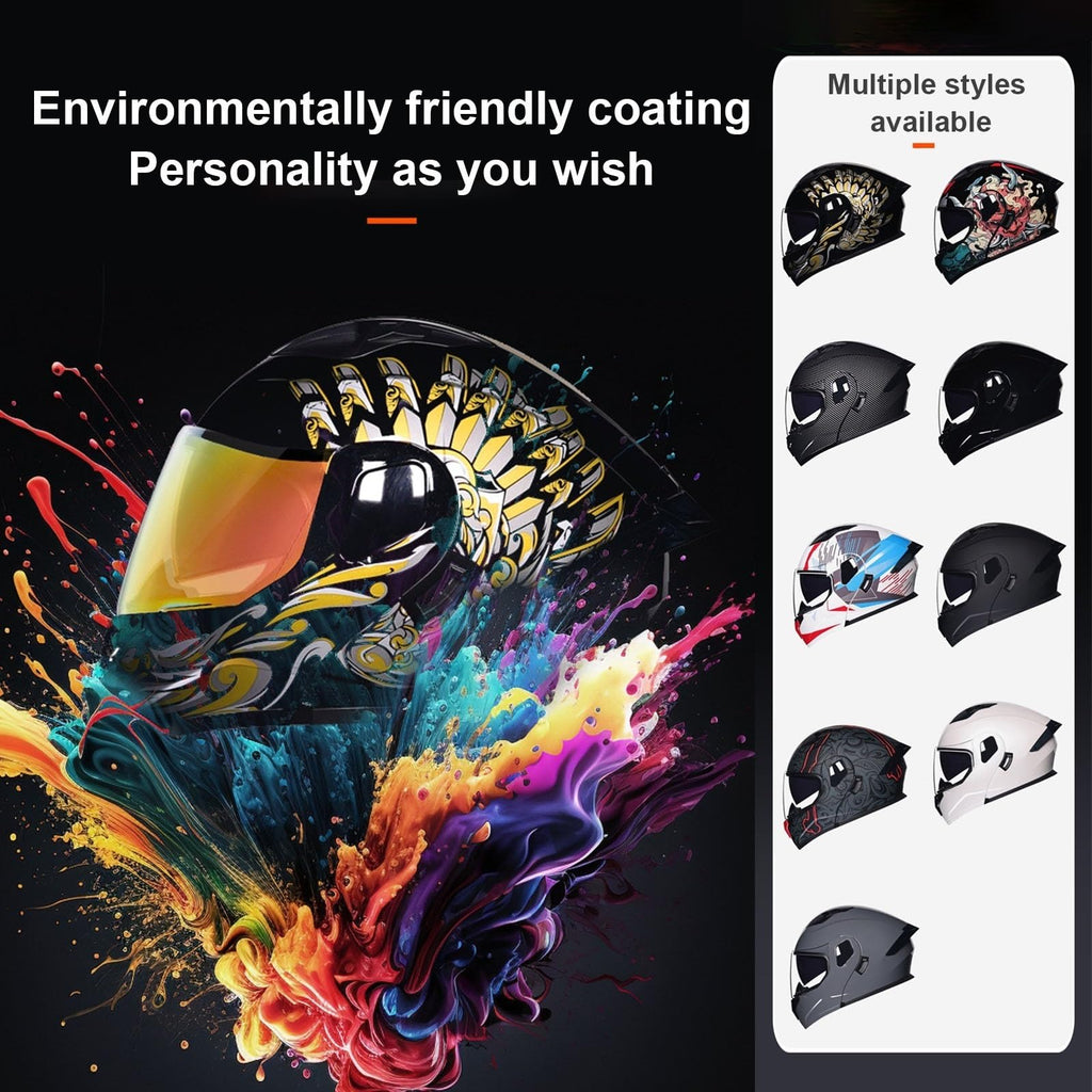 DOT Approved Full Face Flip up Anti-Fog Double Visor Motorcycle Helmet I707