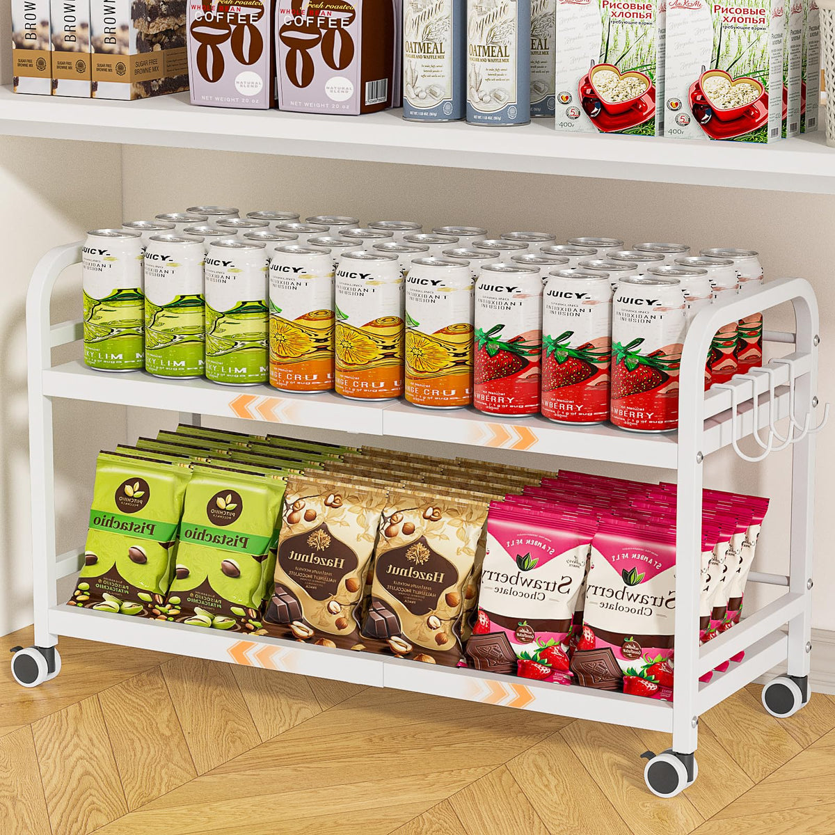 2-Tier Expandable Rolling Cart with Wheels H641