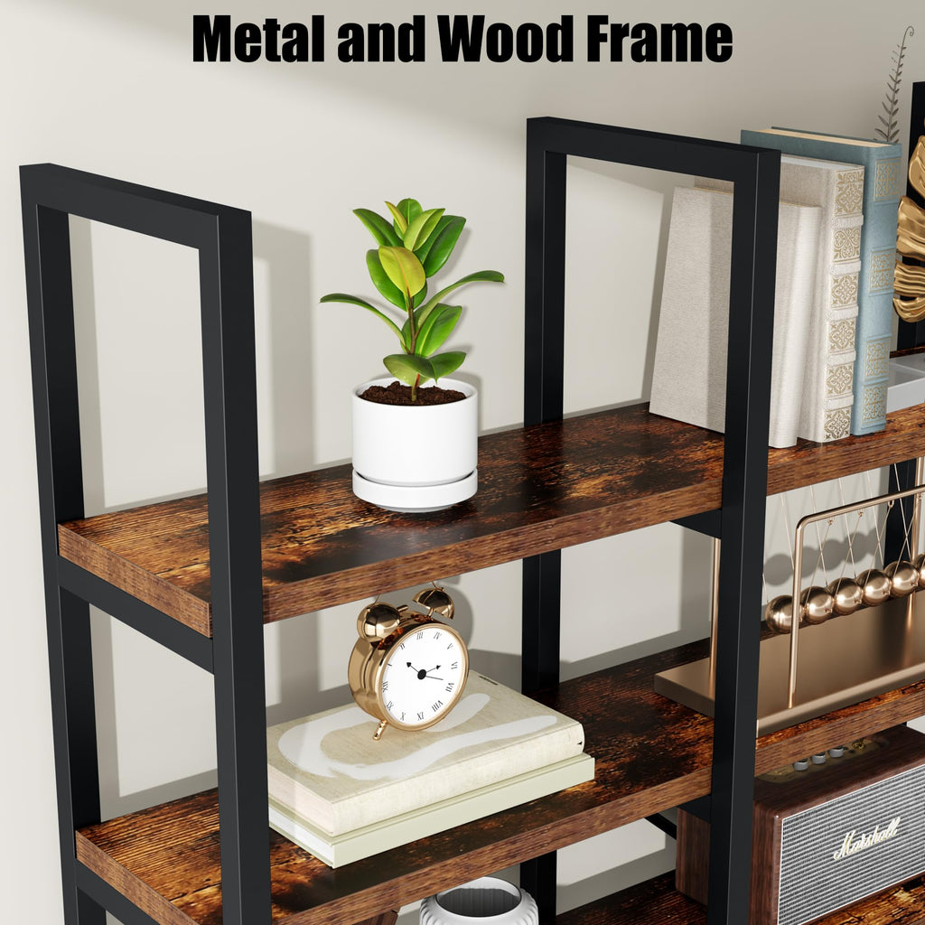 71 Inches Tall 5 Tiers Brown Bookshelf P65772
