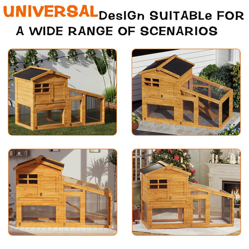 2-Story Wooden Rabbit Hutch with Run M867492
