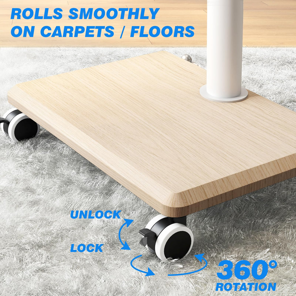 Rolling TV Stand for 32 to 60 Inch TV White Wood Base L8770