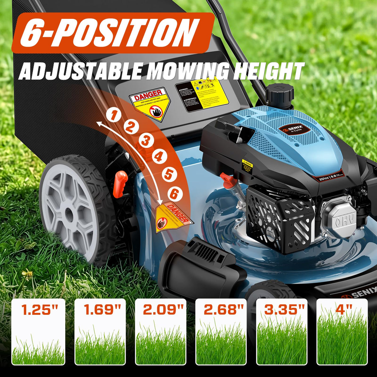 22" 3-in-1 Self Propelled Gas Lawn Mower A3099