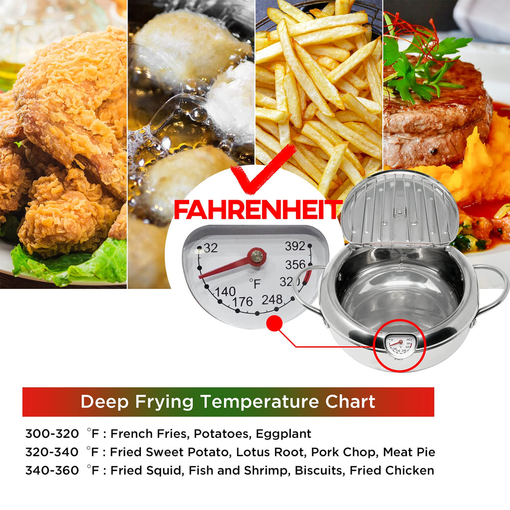 Deep Fryer Pot with Lid, 304 Stainless Steel C574992