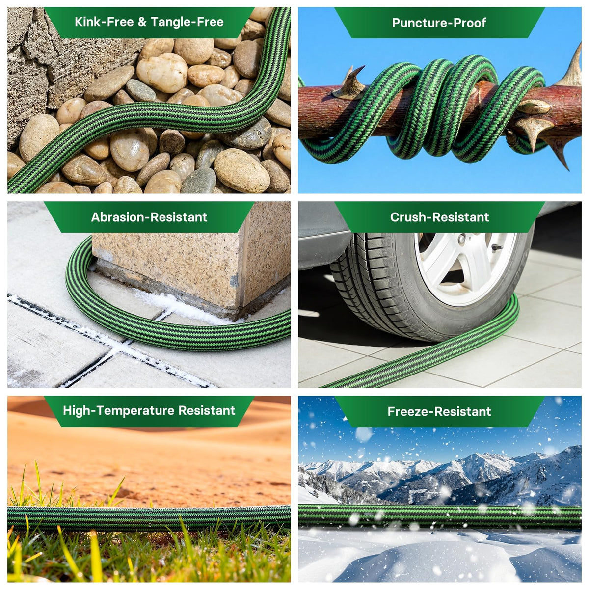 100 ft Flexible Non-Expandable Kink-Free Lightweight Garden Hose G516415