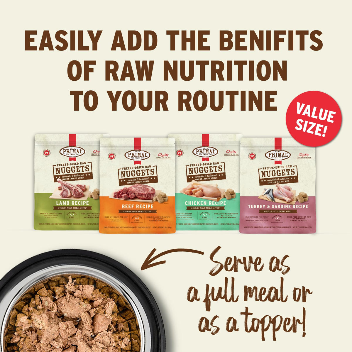 Freeze Dried Raw Dog Food Nuggets Beef 30 oz W210603