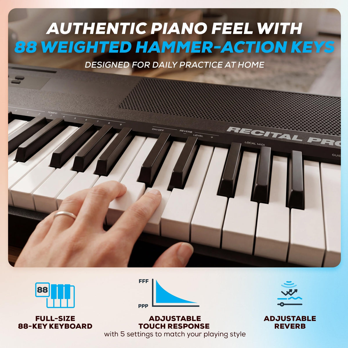 88-Key Weighted Digital Piano with Hammer Action Y96277