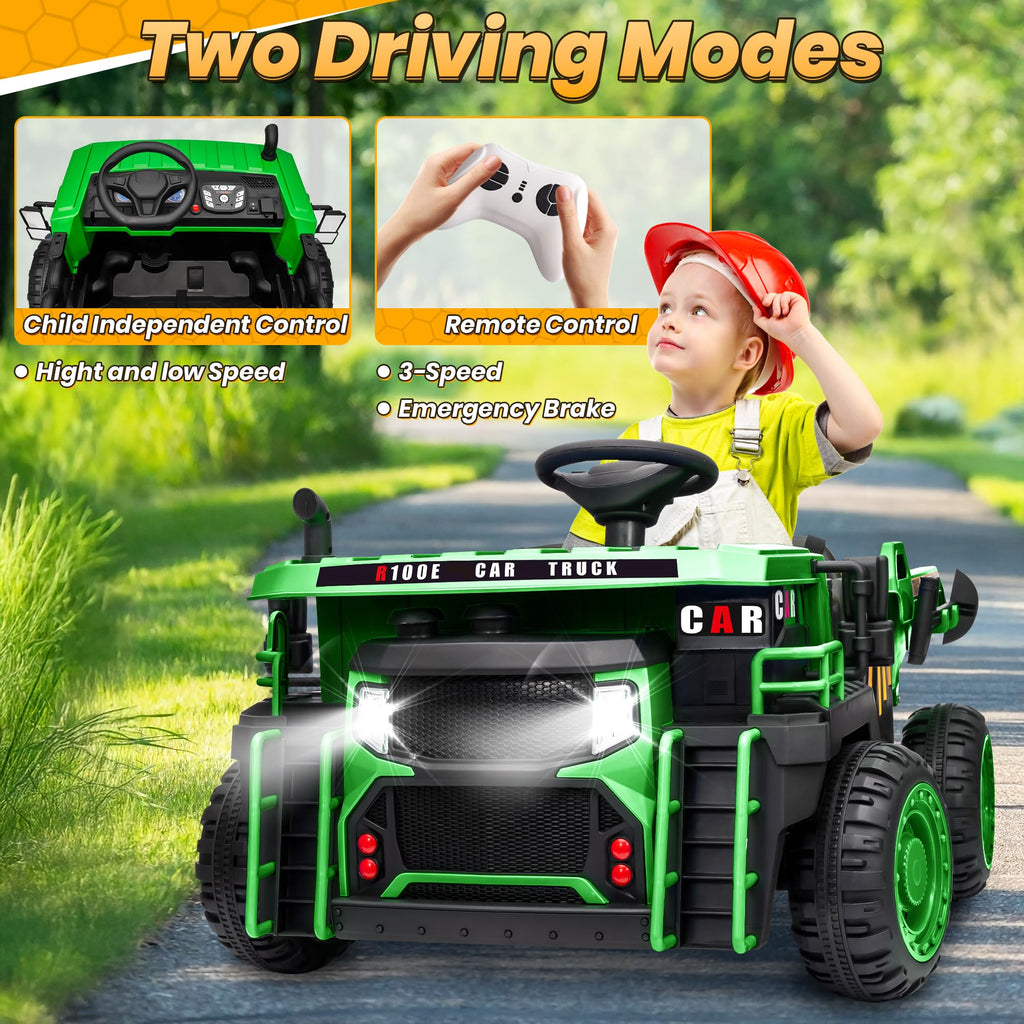 Green 24V Ride On Dump Truck with Electric Dump Bed W465160