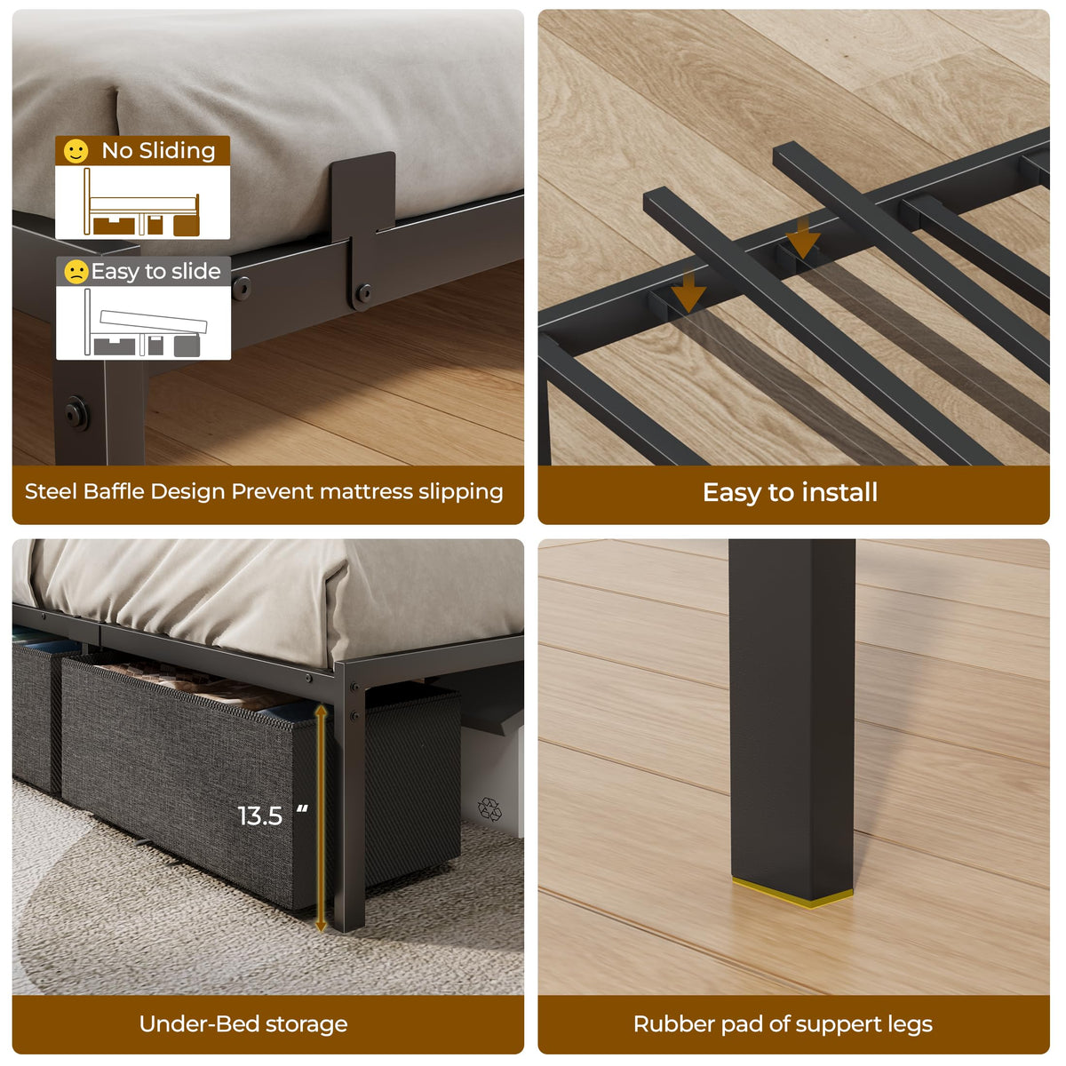 Twin Corner Bed Frame with Upholstered Headboard, 3 Storage Drawers D611248