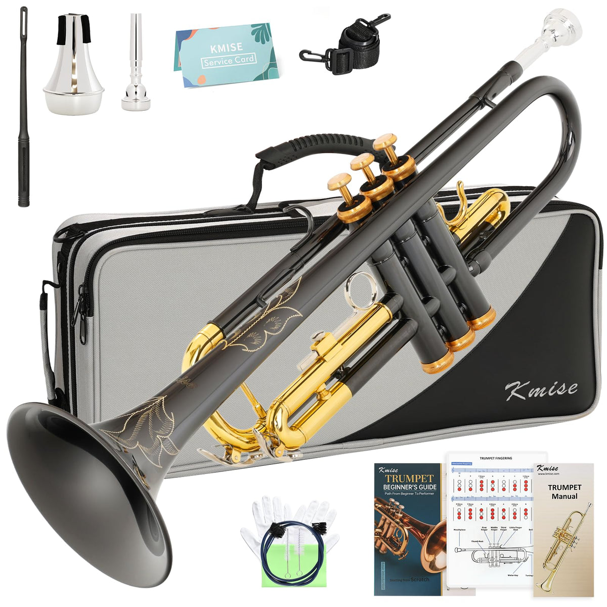 Bb Standard Trumpet with Case, Mouthpiece, Mute, Cleaning Kit Y748