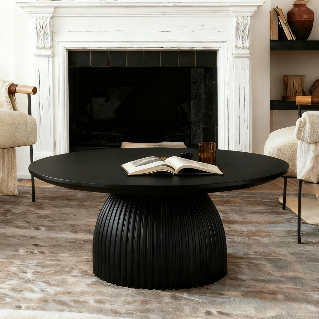 Black Round Drum Coffee Table I260361