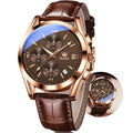 Mens Leather Quartz Brown Wrist Watch T21472