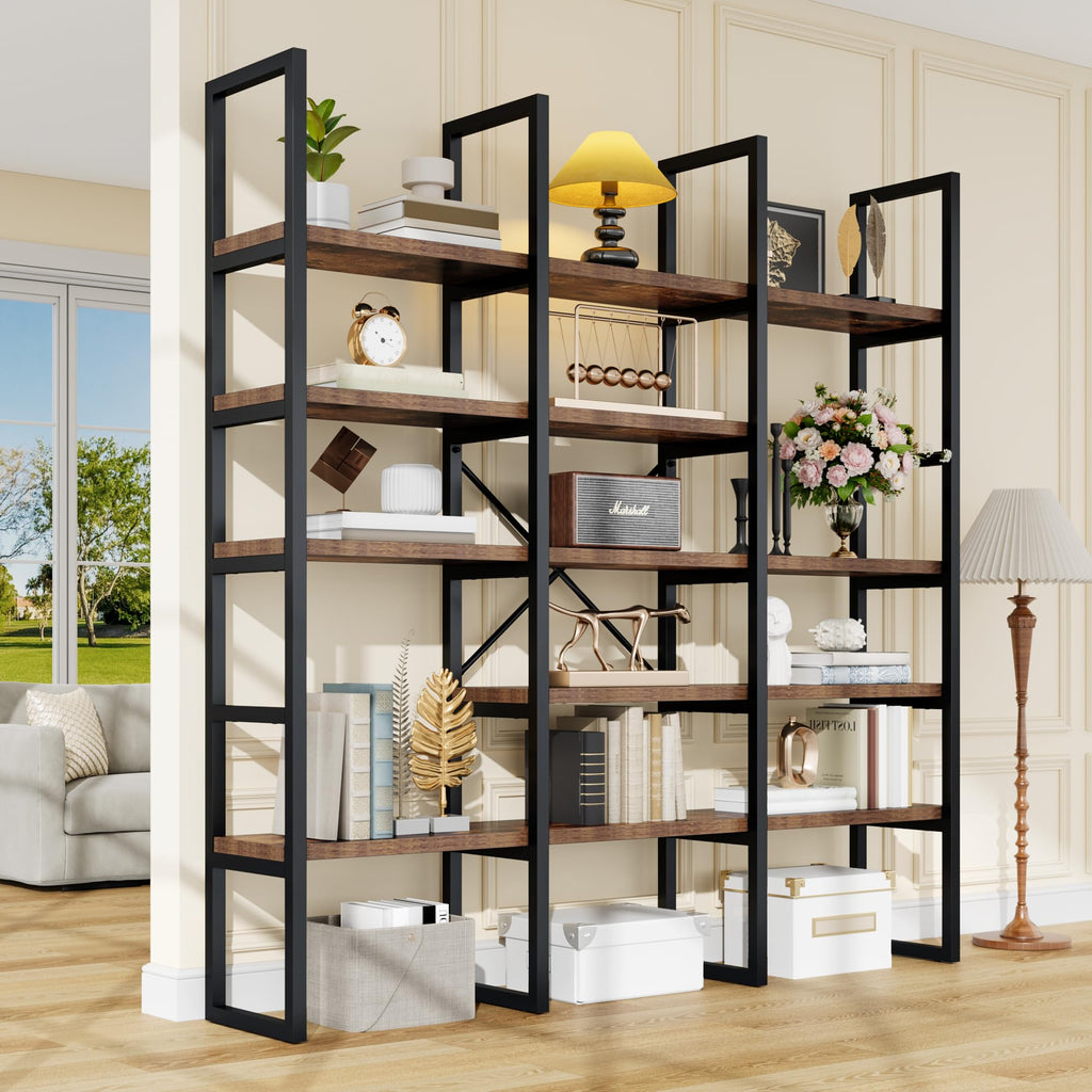 71 Inches Tall 5 Tiers Brown Bookshelf P65772