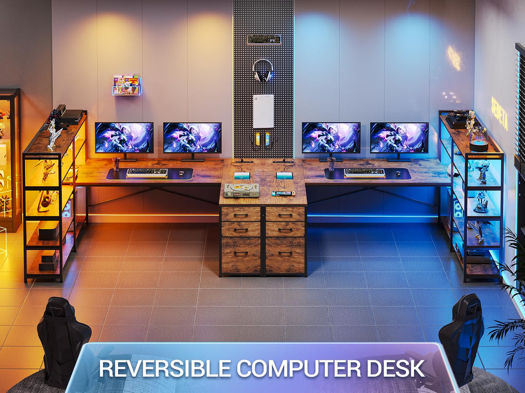 64.5" Reversible L Shaped Office Desk with Storage Drawers F619270