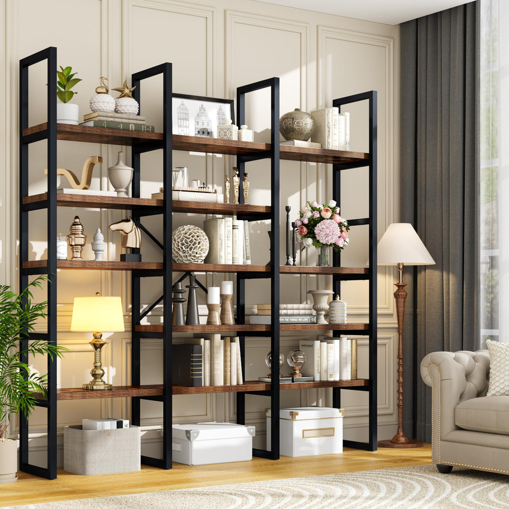 71 Inches Tall 5 Tiers Brown Bookshelf P65772
