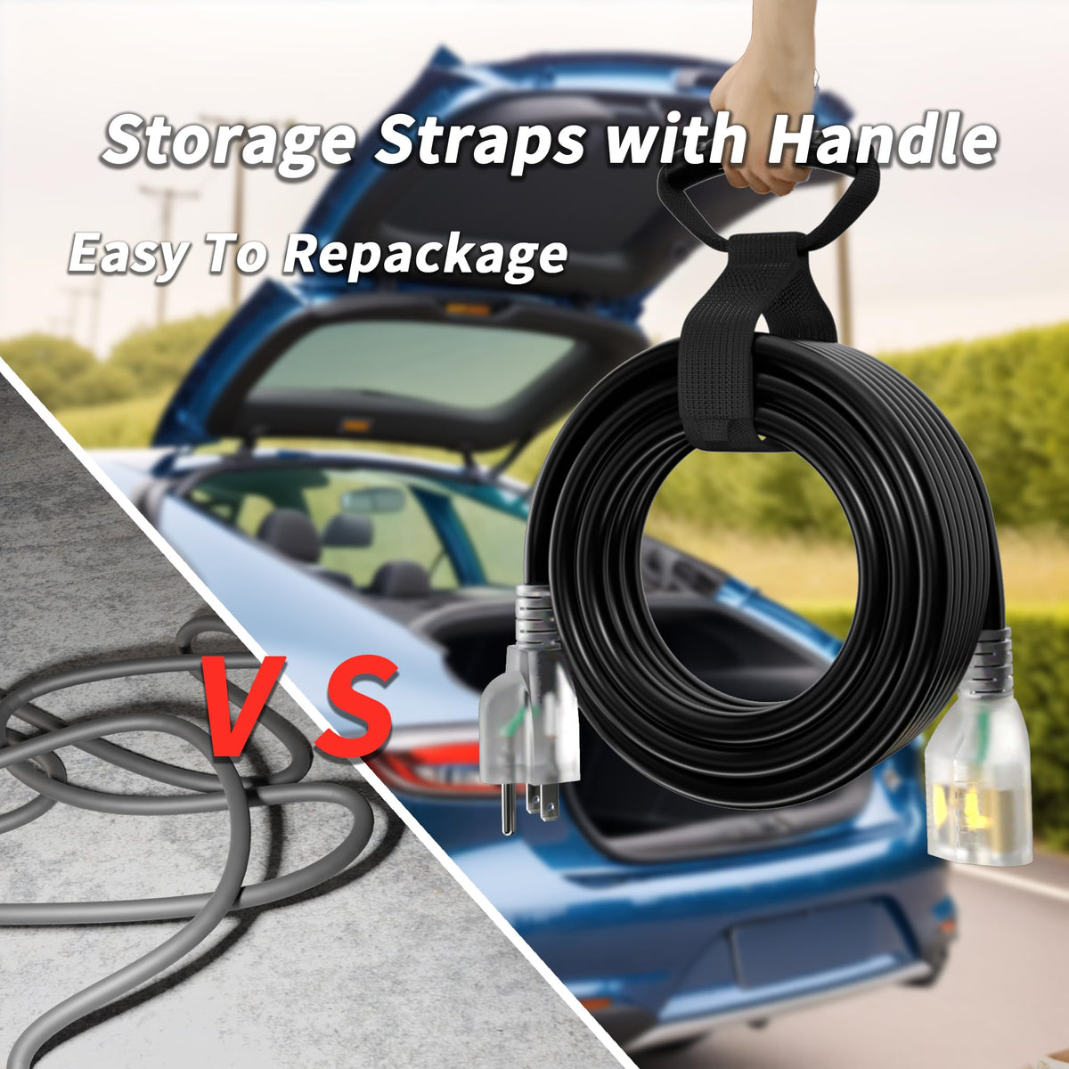 100ft 10 Gauge Waterproof Outdoor Extension Cord Black Z200