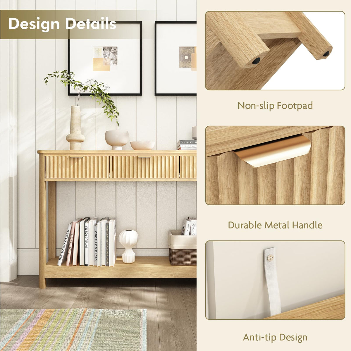 Fluted Console Table with Drawers A203983