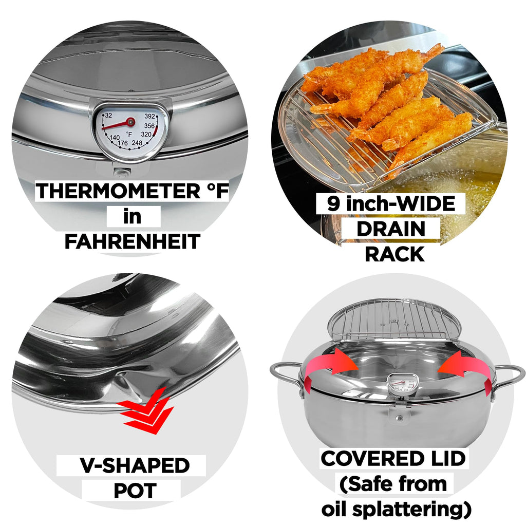 Deep Fryer Pot with Lid, 304 Stainless Steel C574992