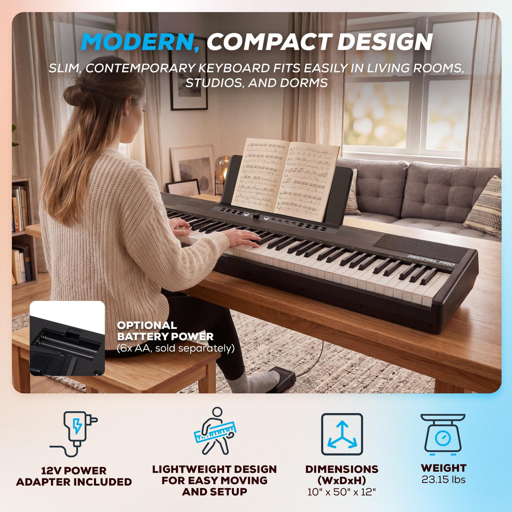 88-Key Weighted Digital Piano with Hammer Action Y96277