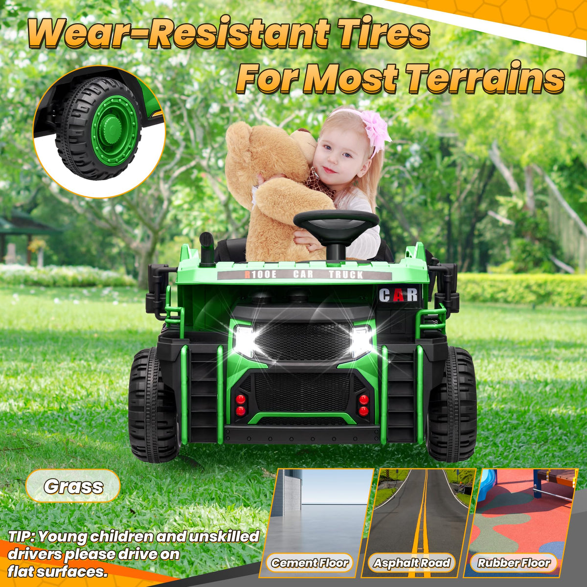 Green 24V Ride On Dump Truck with Electric Dump Bed W465160