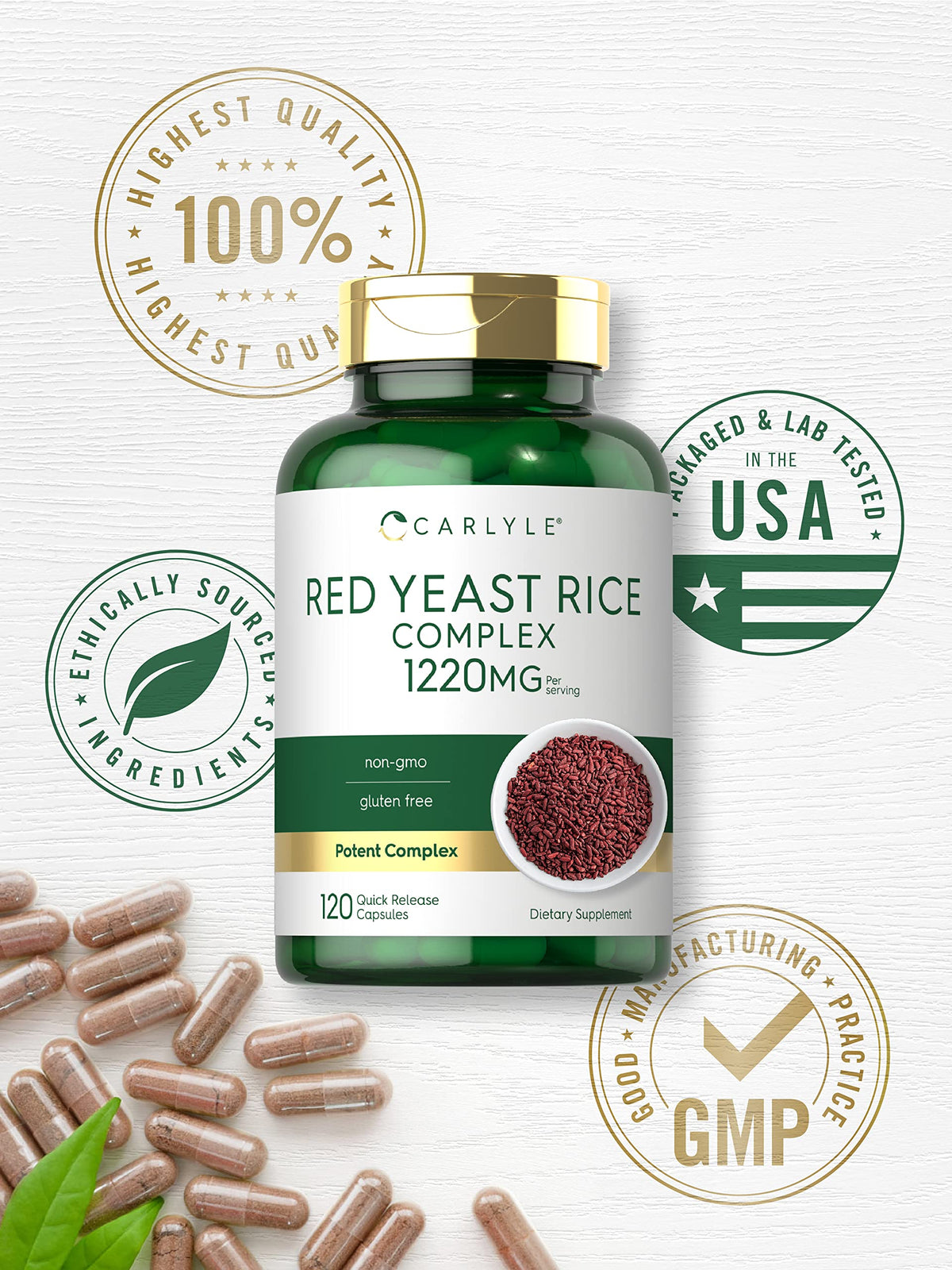 Red Yeast Rice 1220mg 120 Capsules with Policosanol F245793
