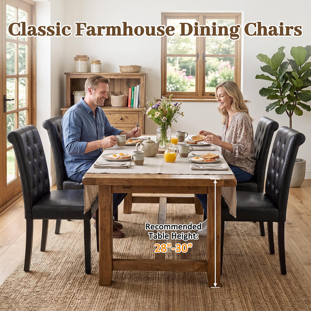 Black Set of 6 Upholstered Dining Chairs with Wood Legs A5080
