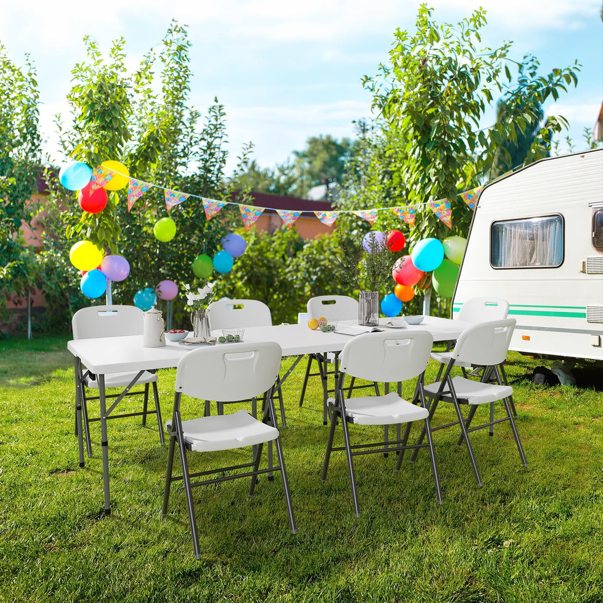 White Bi-Folding Portable Plastic Table P2637