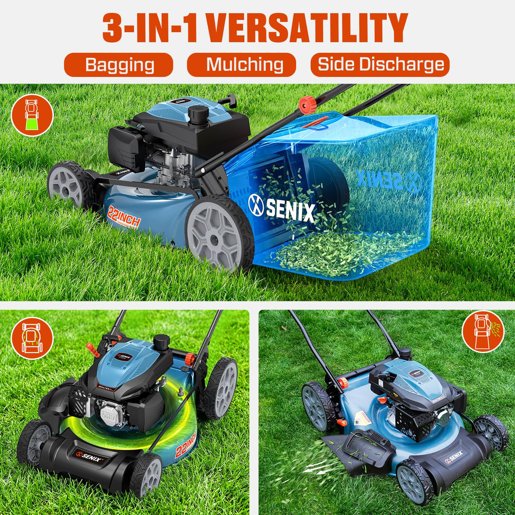 22" 3-in-1 Self Propelled Gas Lawn Mower A3099