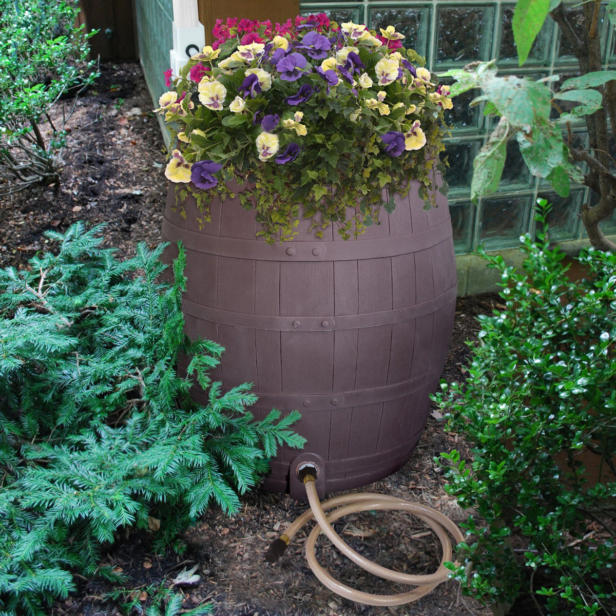 50-Gallon Whiskey Rain Barrel with Planter and Diverter P94030