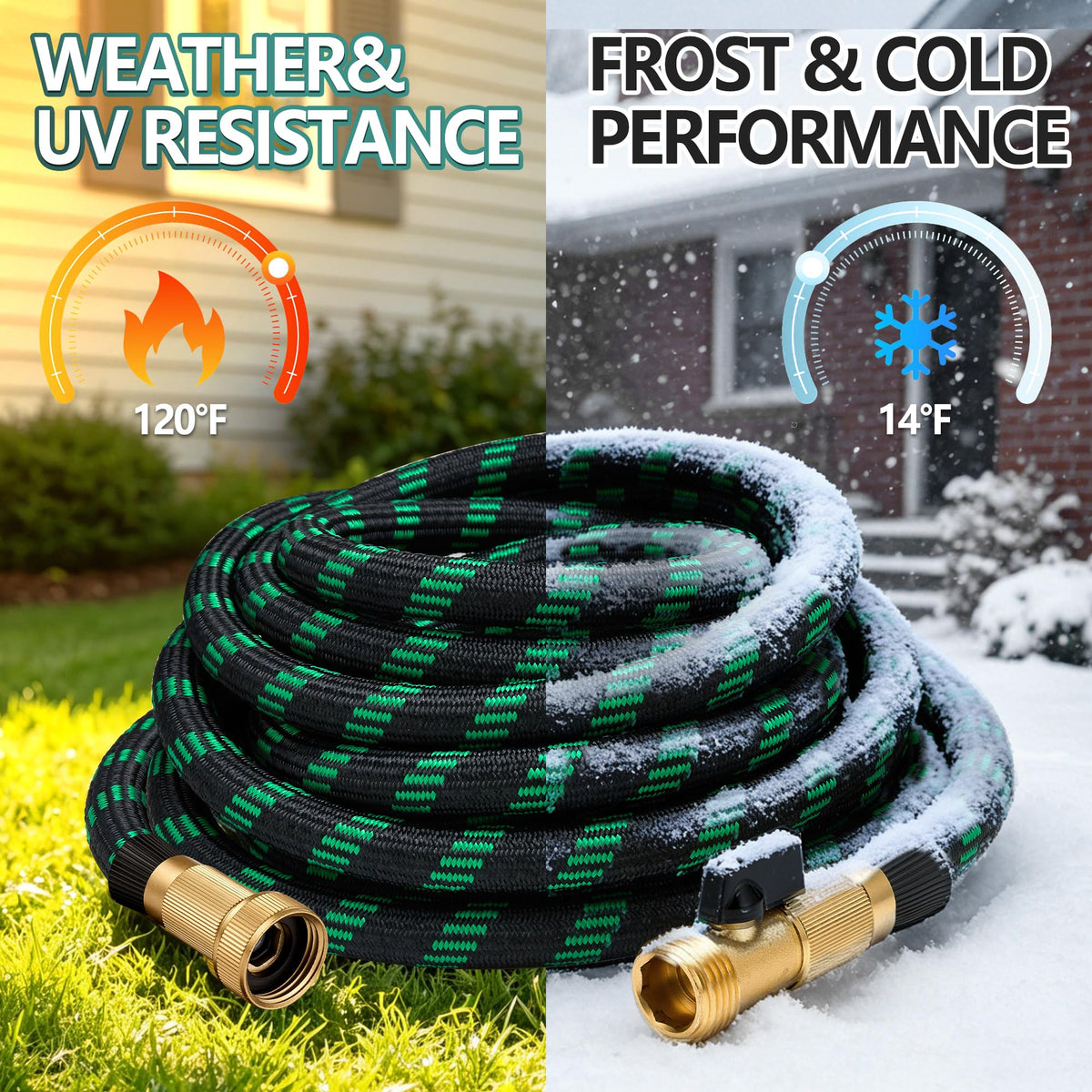 100 ft Lightweight Flexible Garden Hose with 10-Function Nozzle G39653