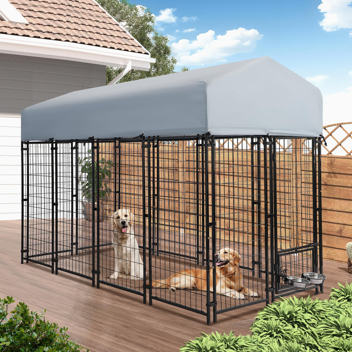 8x4x5.7 FT Heavy Duty Outdoor Dog Kennel with Roof L898362