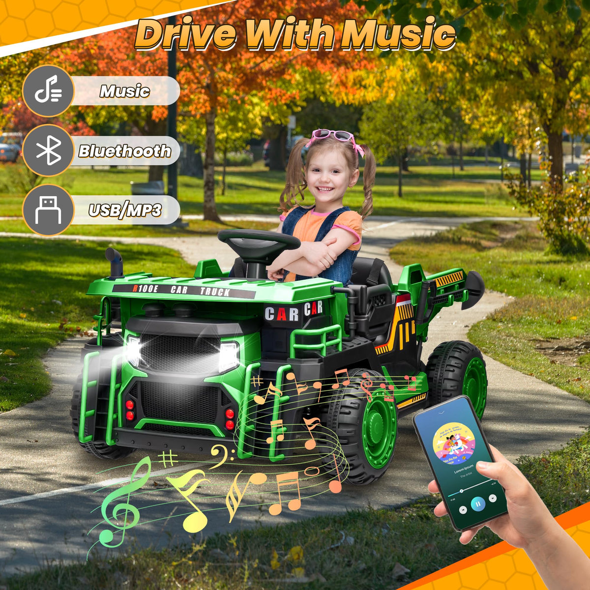 Green 24V Ride On Dump Truck with Electric Dump Bed W465160