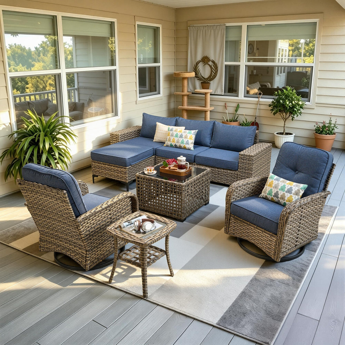 8 Piece Wicker Outdoor Sectional Sofa Set L339