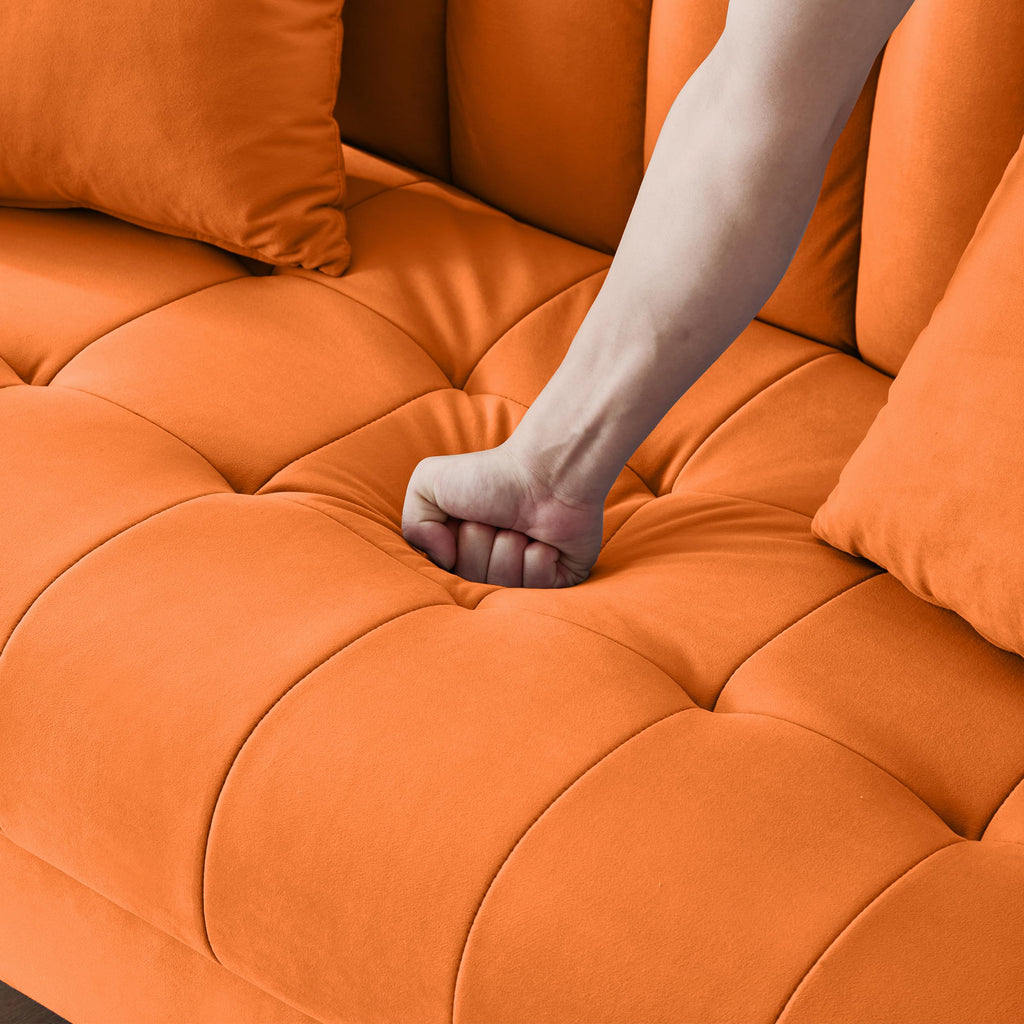 Orange Velvet Tufted Loveseat Sofa S587