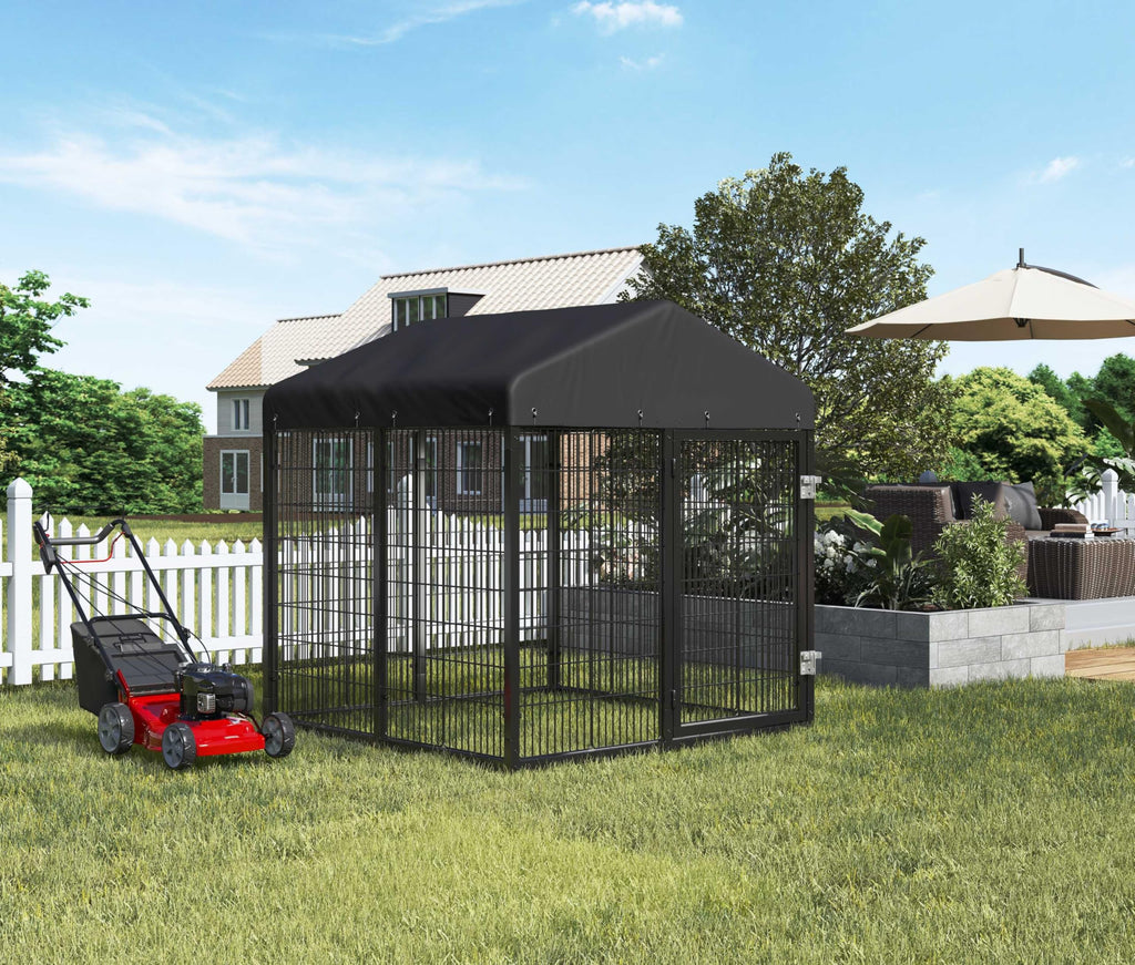 Large Heavy Duty Galvanized Steel Dog Kennel with Roof Q200416