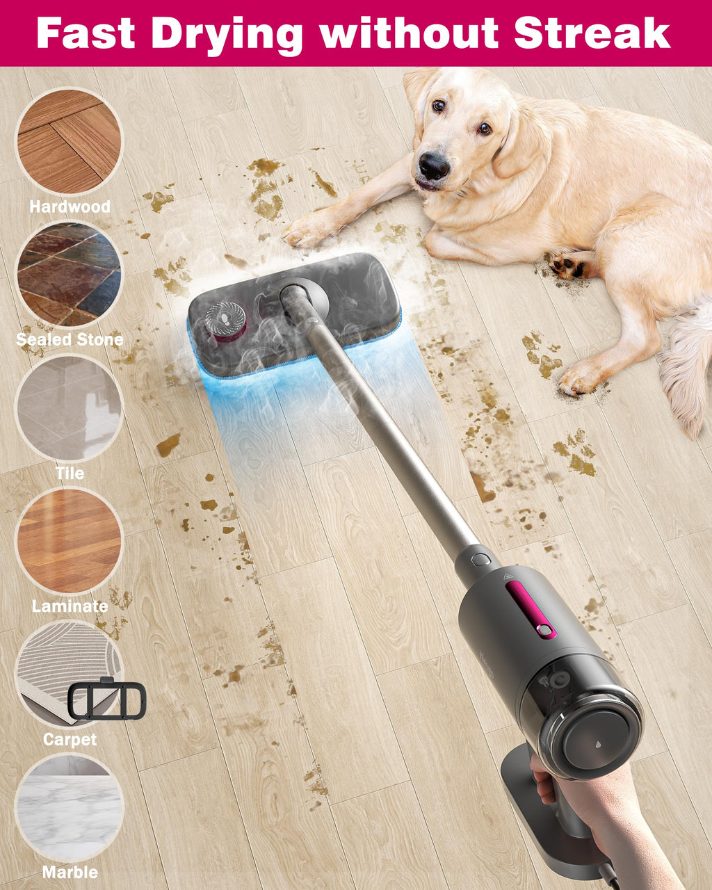 7in1 Handheld Steam Mop 1500W 23ft Cord R639