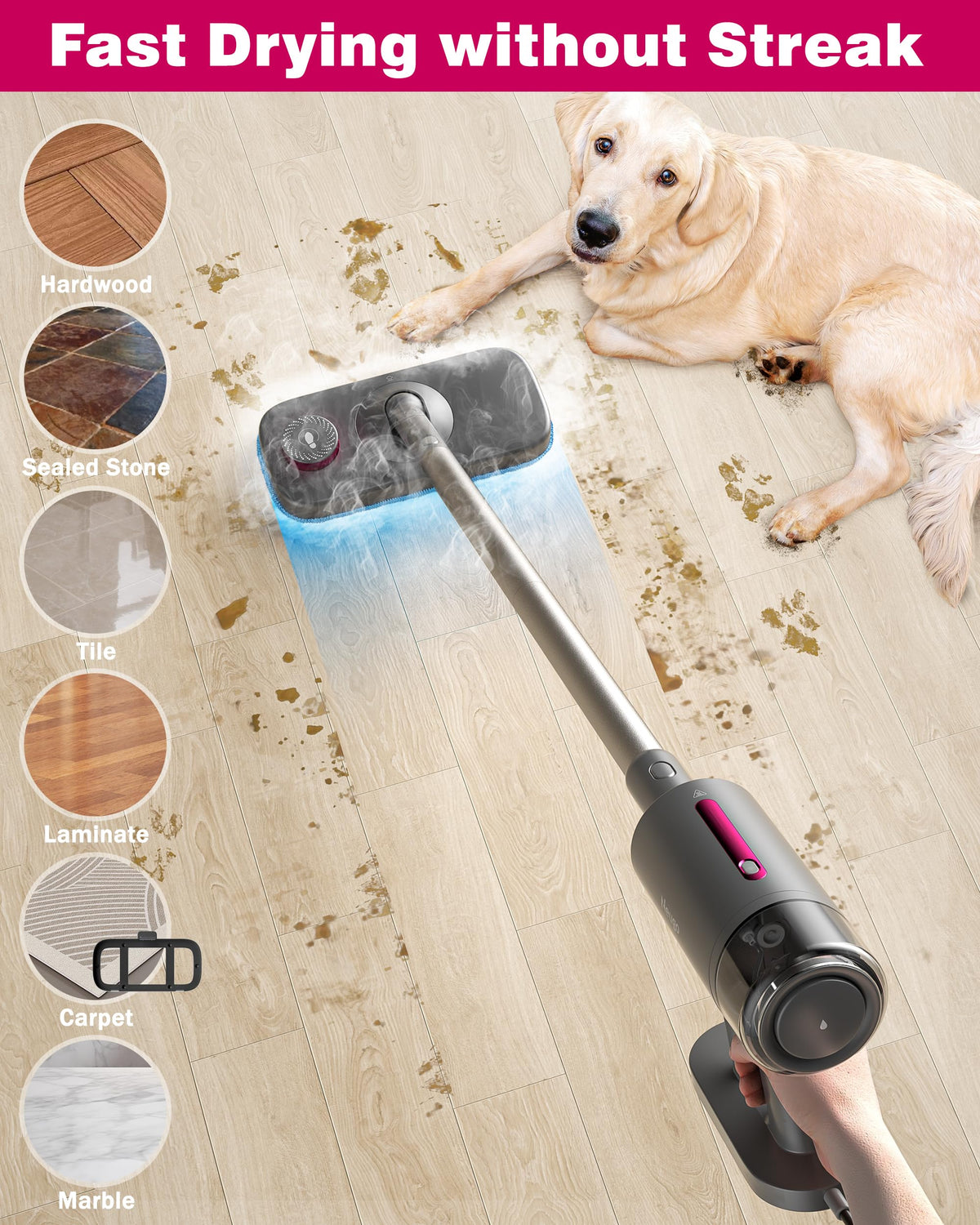 7in1 Handheld Steam Mop 1500W 23ft Cord R639
