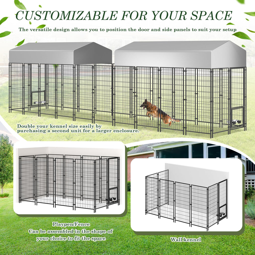 8x4x5.7 FT Heavy Duty Outdoor Dog Kennel with Roof L898362