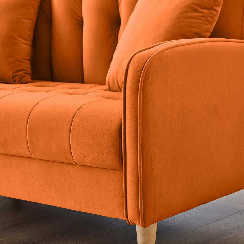 Orange Velvet Tufted Loveseat Sofa S587