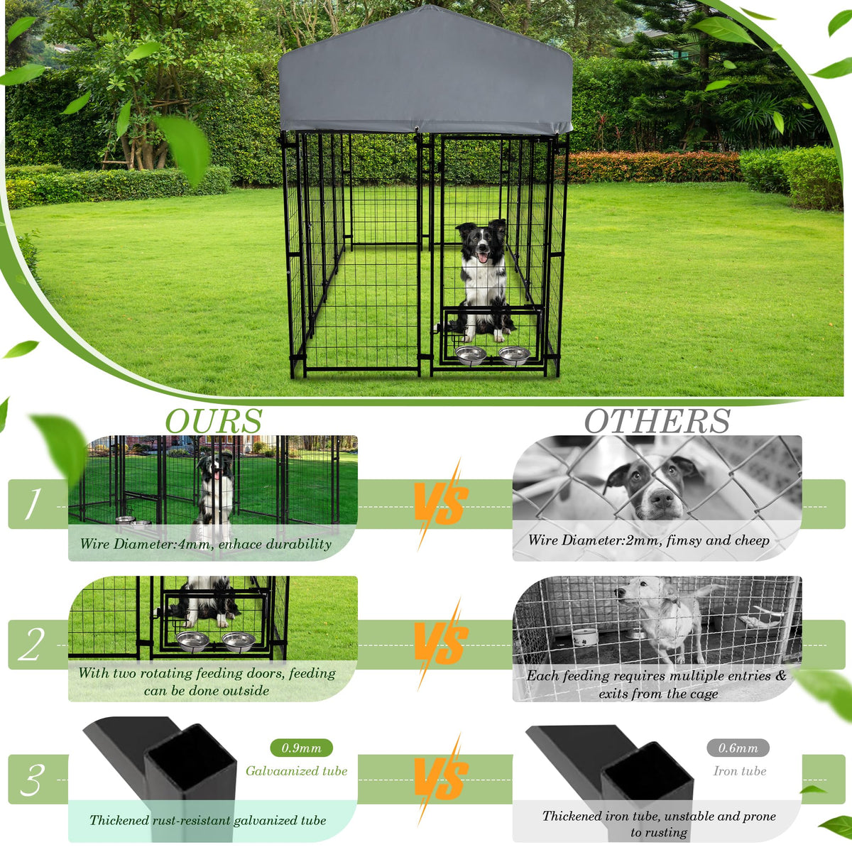 8x4x5.7 FT Heavy Duty Outdoor Dog Kennel with Roof L898362