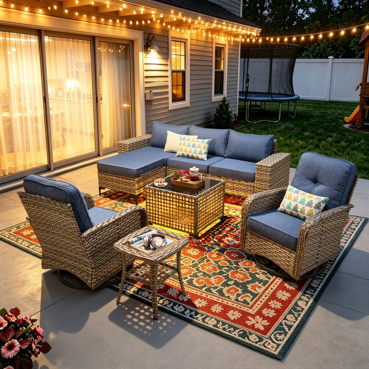 8 Piece Wicker Outdoor Sectional Sofa Set L339