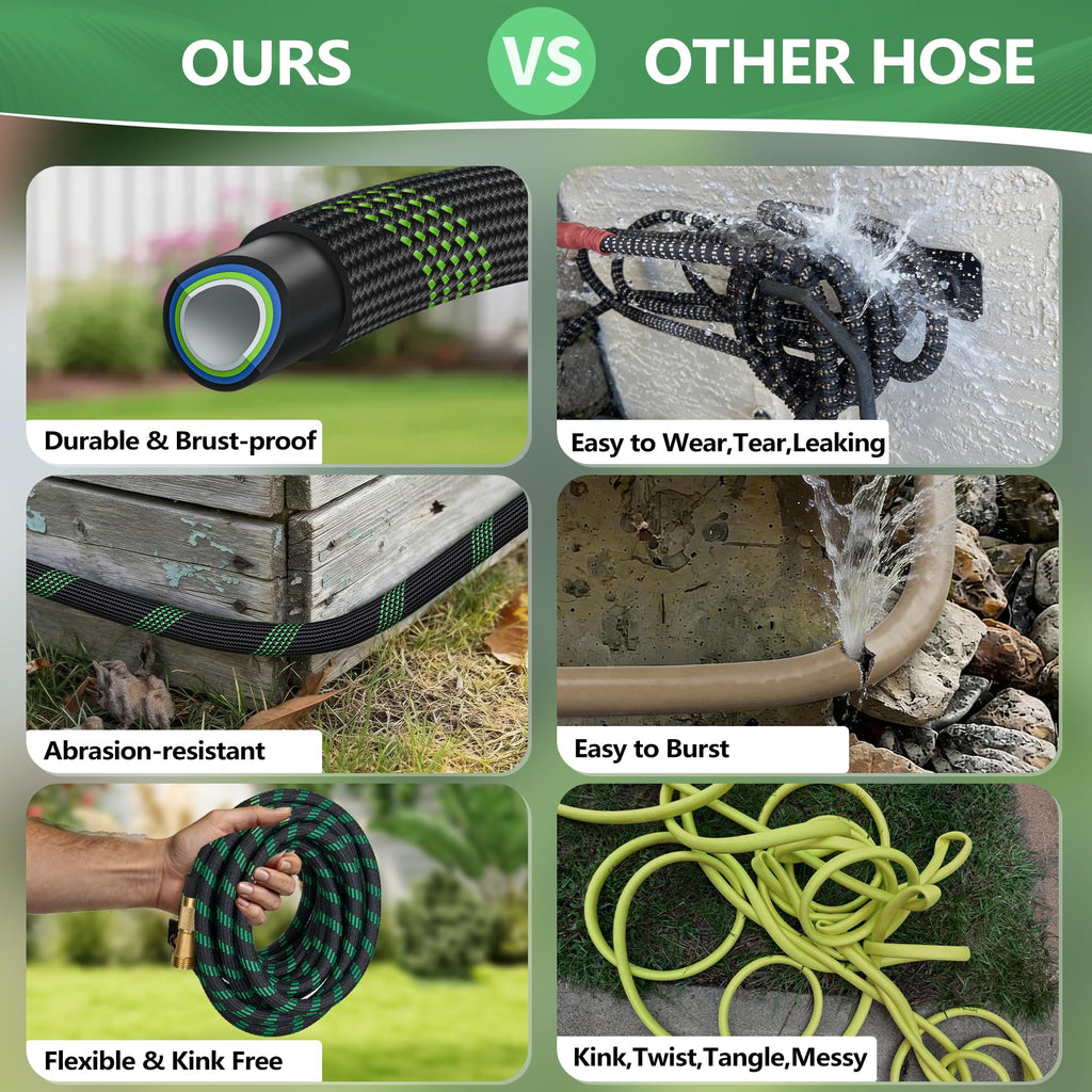 100 ft Lightweight Flexible Garden Hose with 10-Function Nozzle G39653