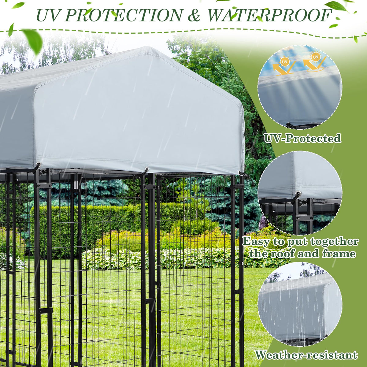 8x4x5.7 FT Heavy Duty Outdoor Dog Kennel with Roof L898362
